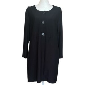 Eileen Fisher Black Jacket Capsule Stretch Crepe Knit Lagenlook Minimalist Sz. M